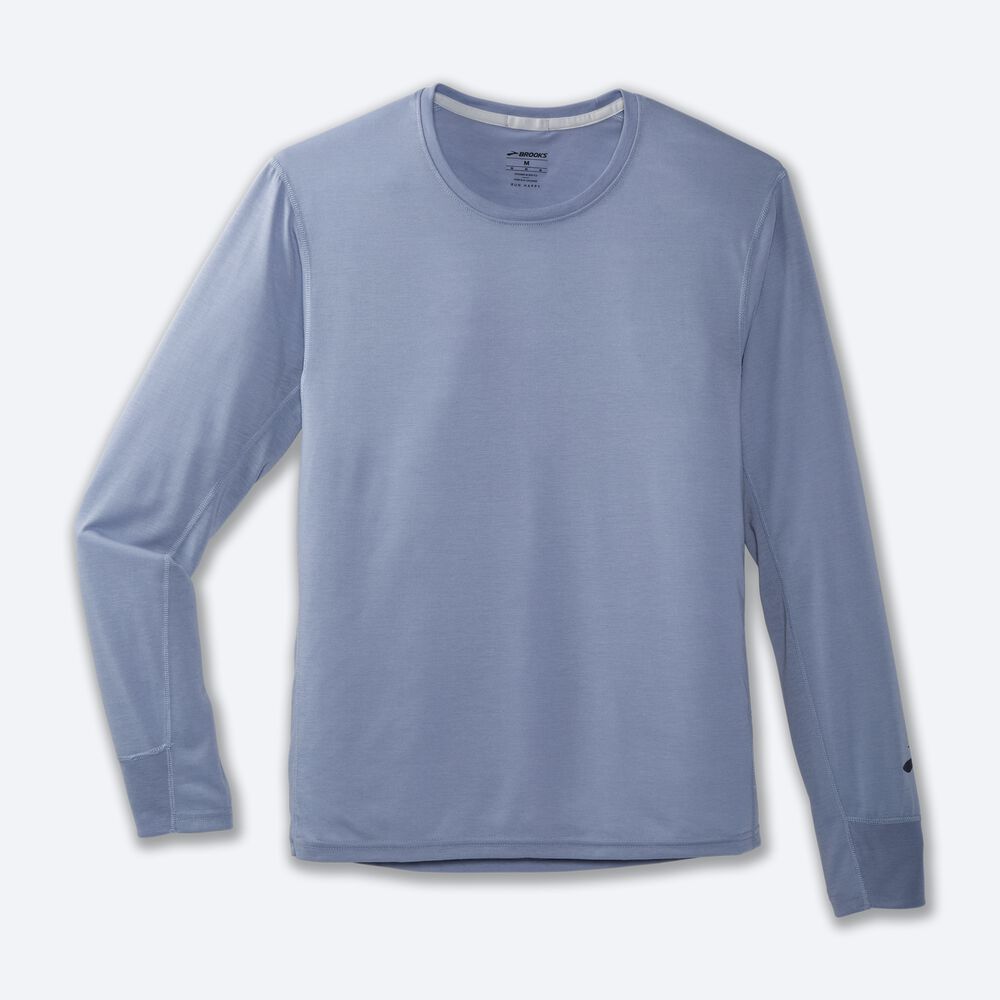 Brooks Distance Long Sleeve Erkek Tişört Mavi | TR-857631