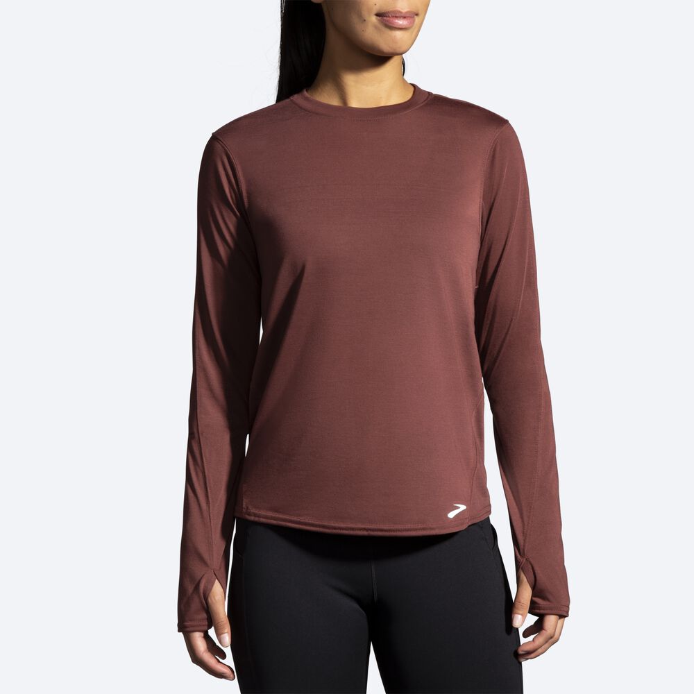 Brooks Distance Long Sleeve Kadın Tişört Çikolata | TR-275160