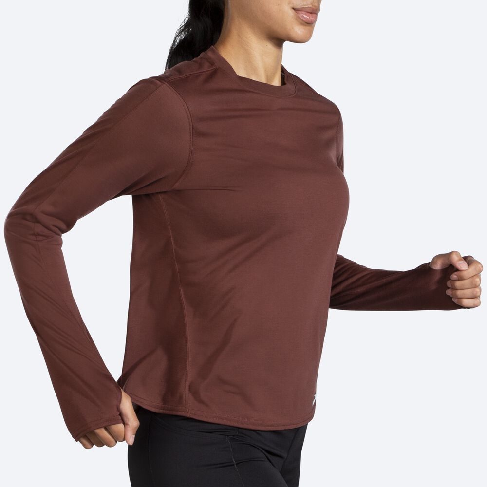 Brooks Distance Long Sleeve Kadın Tişört Çikolata | TR-275160