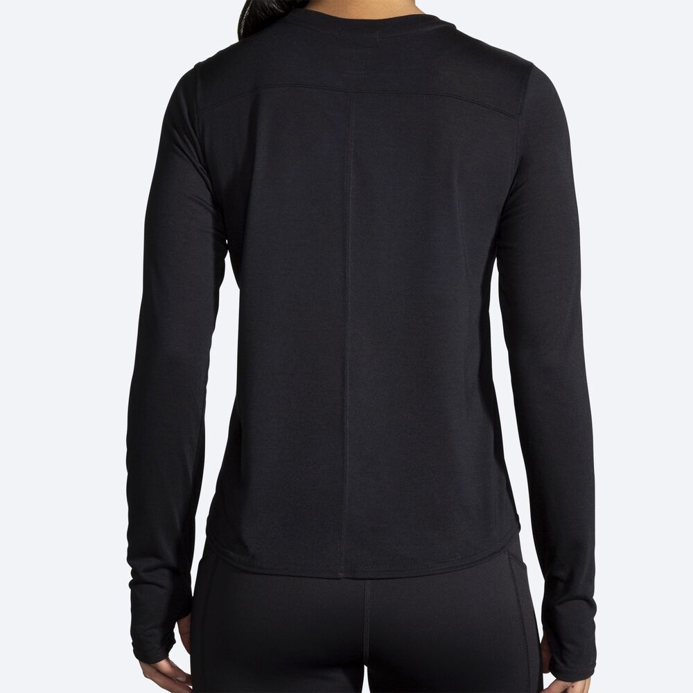 Brooks Distance Long Sleeve Kadın Tişört Siyah | TR-397680