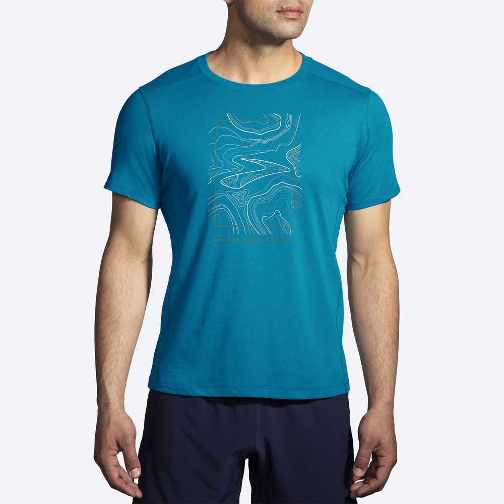 Brooks Distance Short Sleeve 2.0 Erkek Tişört Mavi | TR-210648