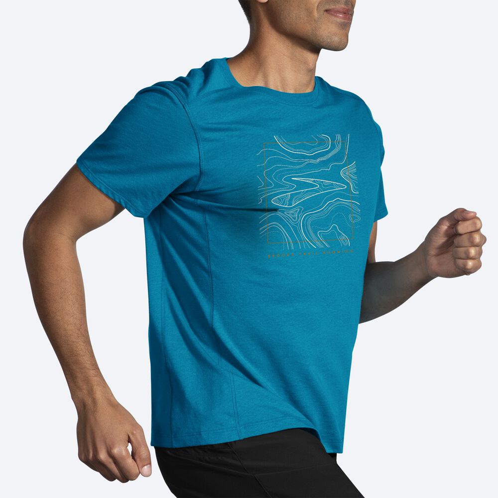 Brooks Distance Short Sleeve 2.0 Erkek Tişört Mavi | TR-210648