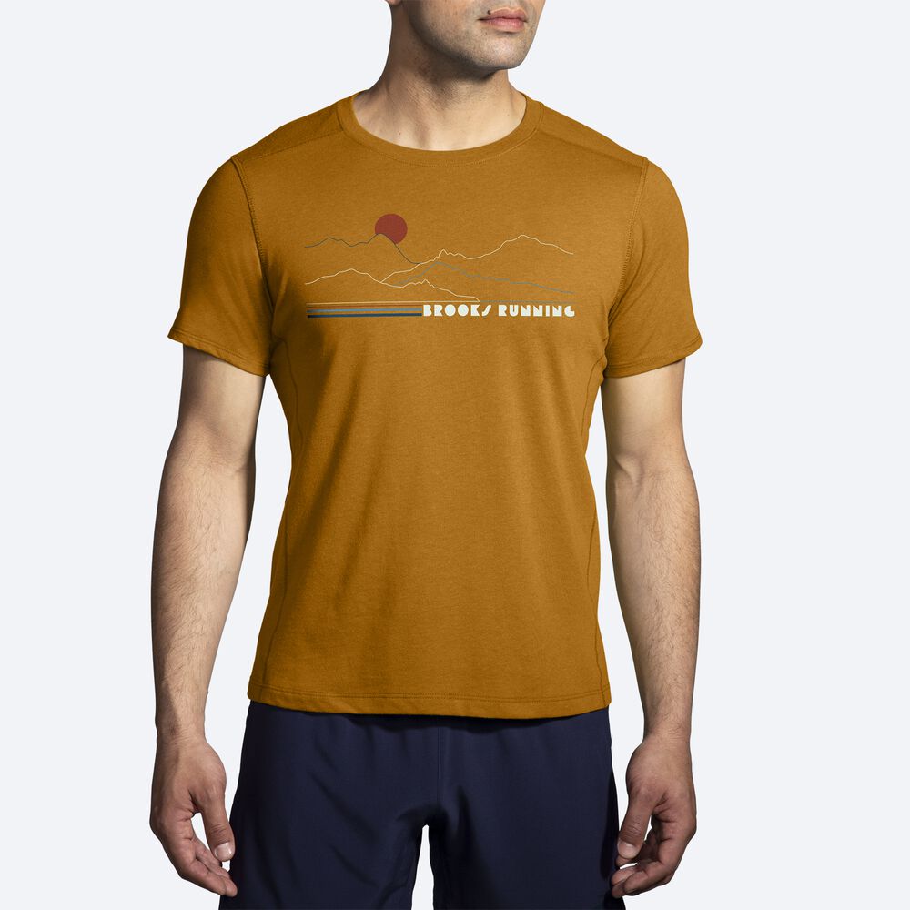 Brooks Distance Short Sleeve 2.0 Erkek Tişört Sarı | TR-361489