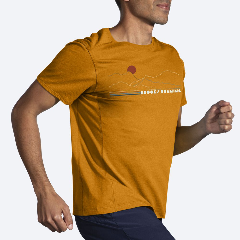 Brooks Distance Short Sleeve 2.0 Erkek Tişört Sarı | TR-361489