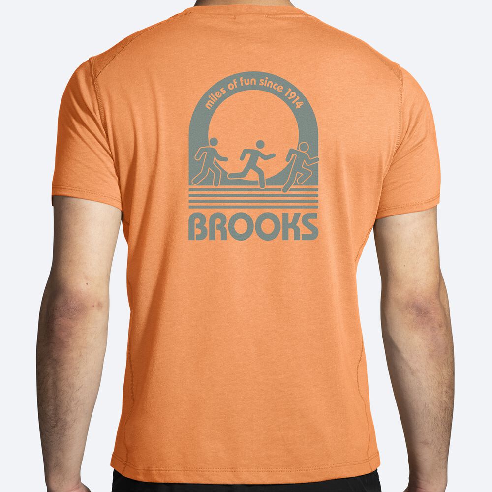 Brooks Distance Short Sleeve 2.0 Erkek Tişört Turuncu | TR-468312