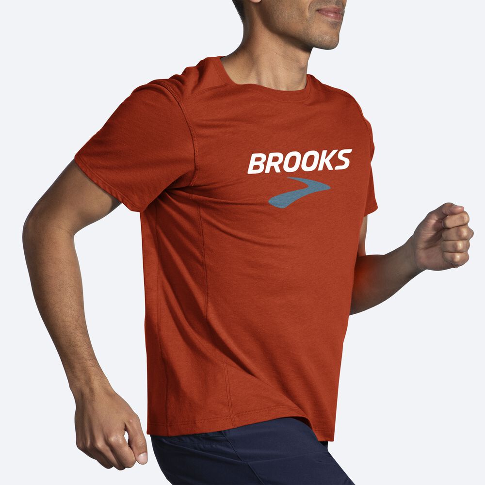 Brooks Distance Short Sleeve 2.0 Erkek Tişört Kırmızı | TR-614893