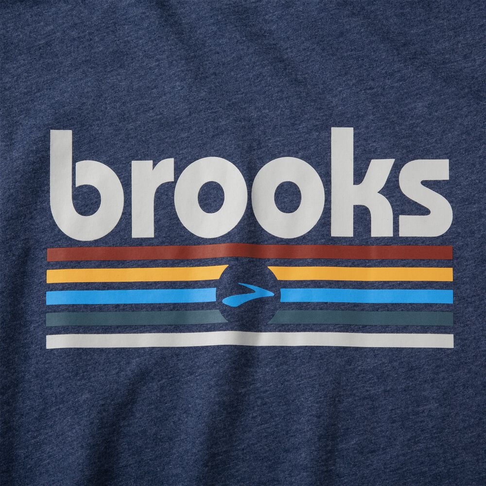 Brooks Distance Short Sleeve 2.0 Erkek Tişört Lacivert/Çizgili | TR-672401