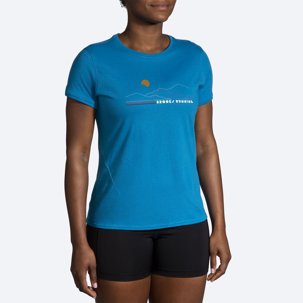 Brooks Distance Short Sleeve 2.0 Kadın Tişört Mavi | TR-394678