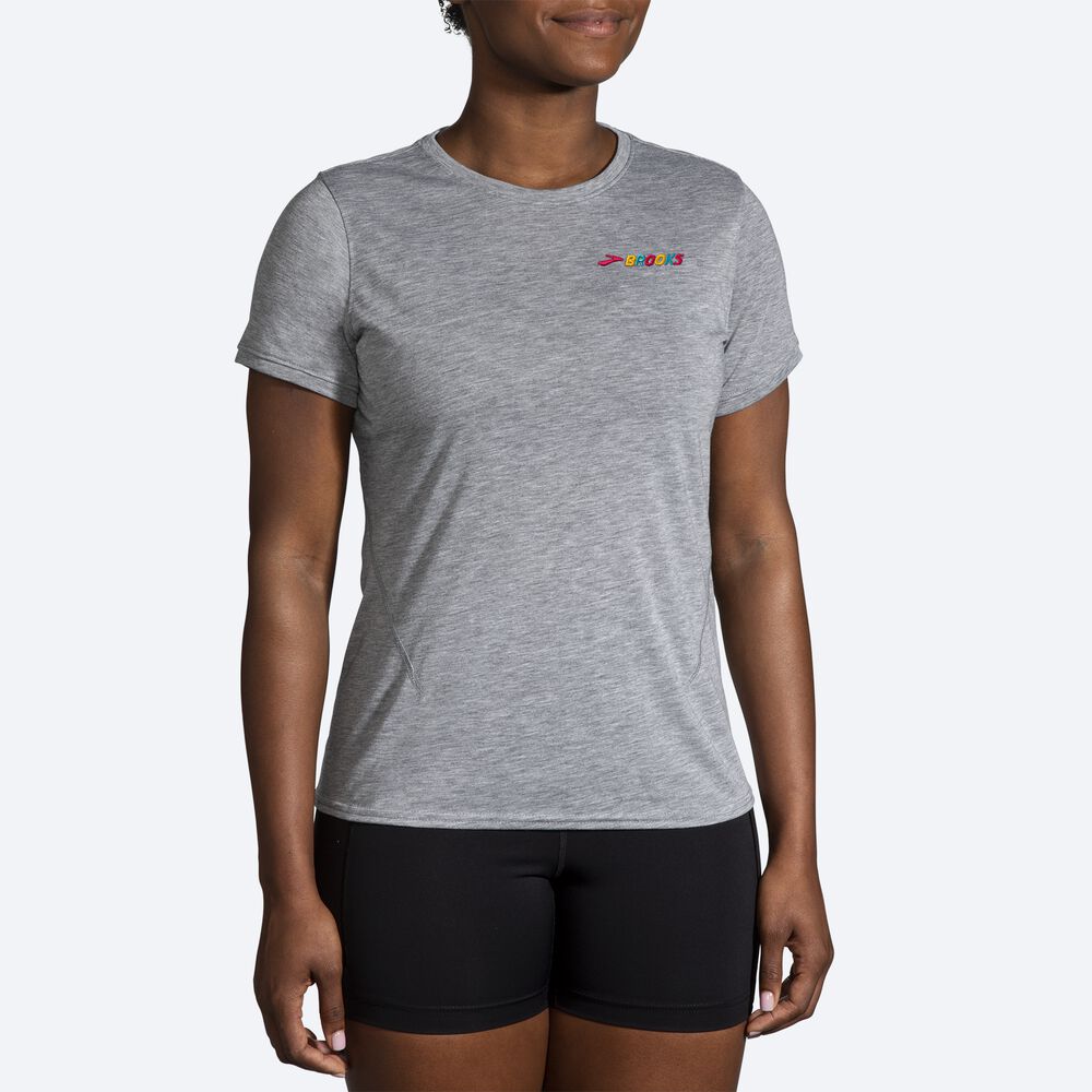 Brooks Distance Short Sleeve 2.0 Kadın Tişört Gri/Renkli | TR-592184