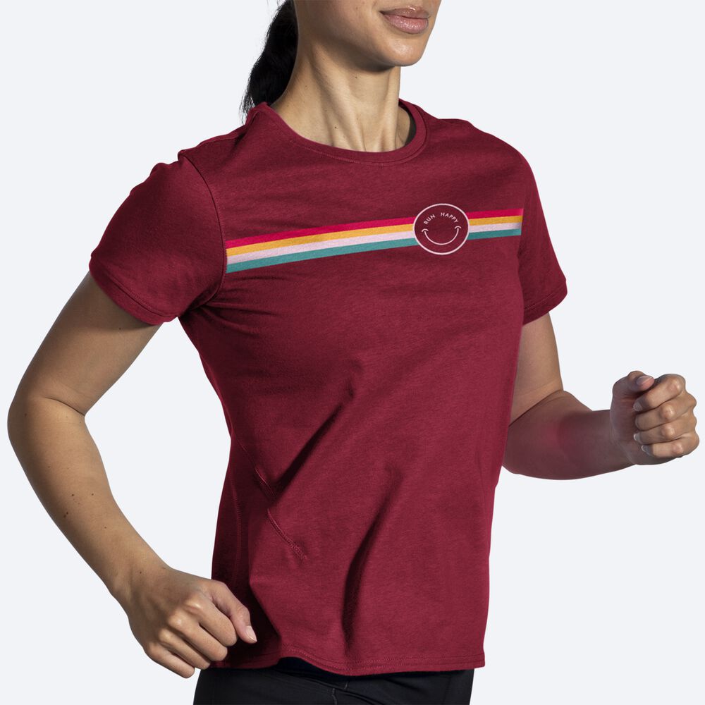 Brooks Distance Short Sleeve 2.0 Kadın Tişört Renkli Çizgili | TR-635918