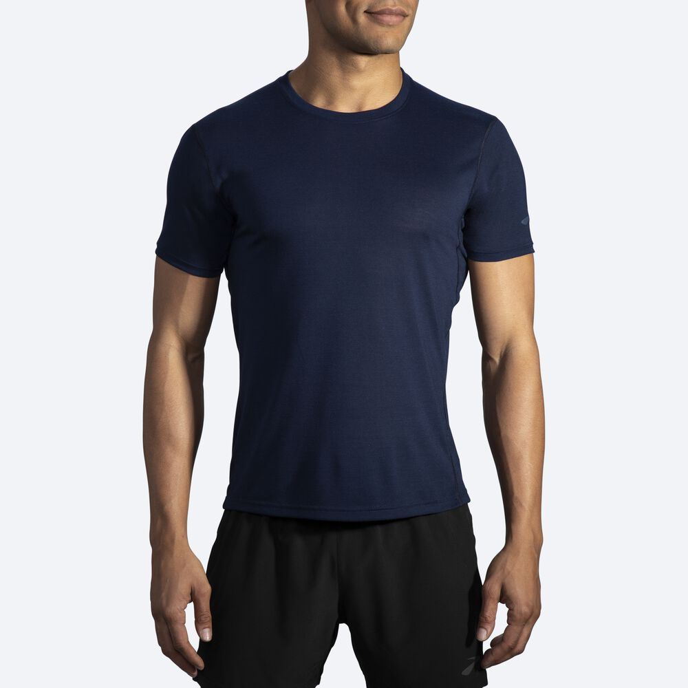 Brooks Distance Short Sleeve Erkek Tişört Lacivert | TR-123740