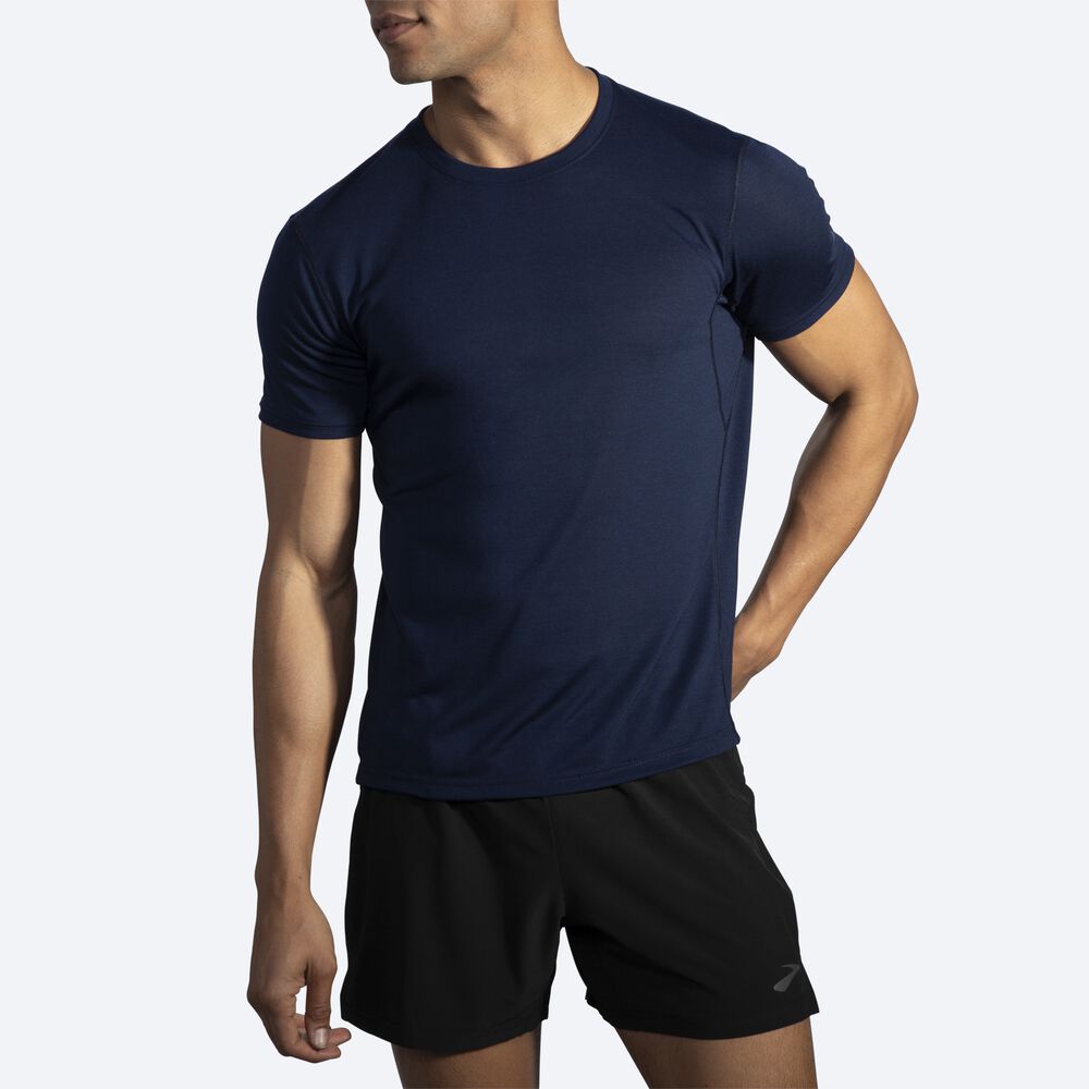 Brooks Distance Short Sleeve Erkek Tişört Lacivert | TR-123740