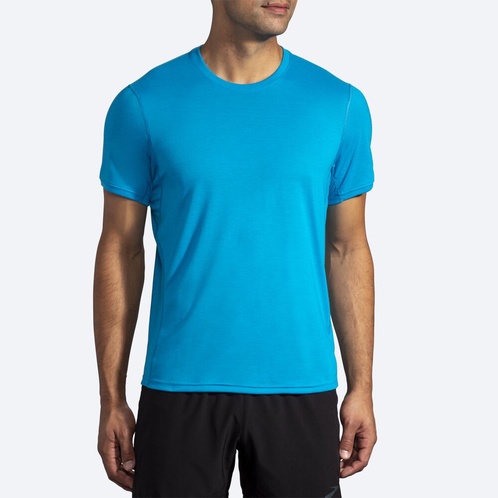 Brooks Distance Short Sleeve Erkek Tişört Mavi | TR-381406