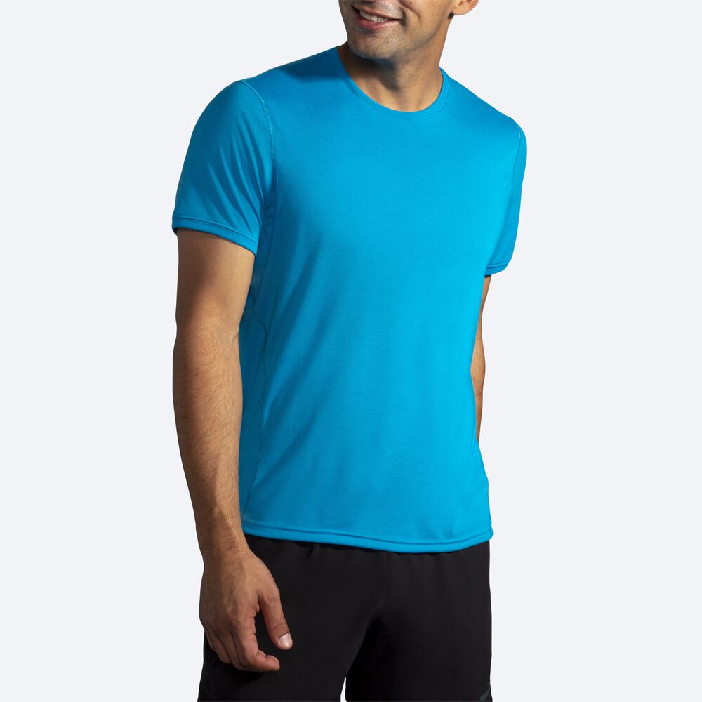 Brooks Distance Short Sleeve Erkek Tişört Mavi | TR-381406