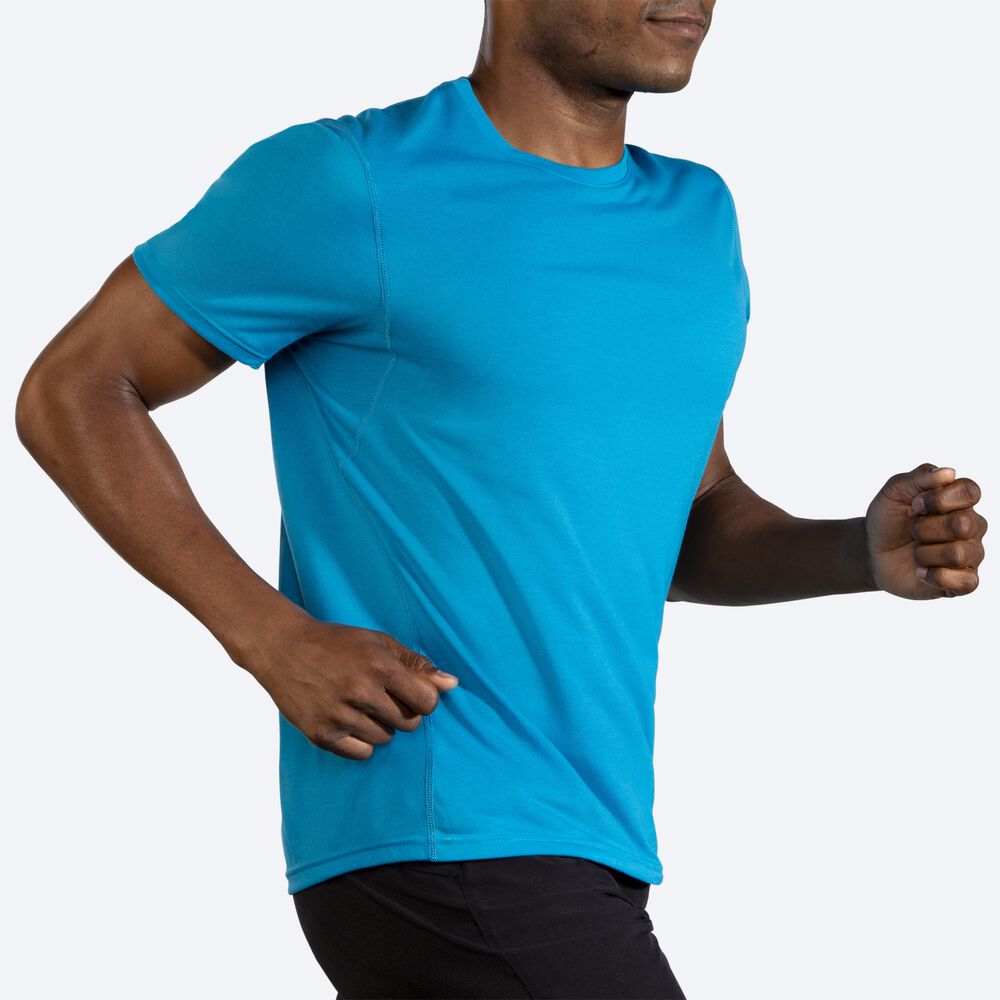 Brooks Distance Short Sleeve Erkek Tişört Mavi | TR-381406