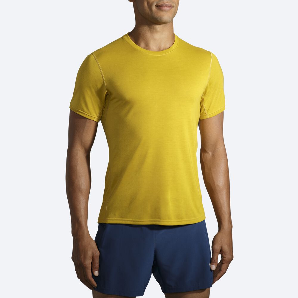 Brooks Distance Short Sleeve Erkek Tişört Altın | TR-401956