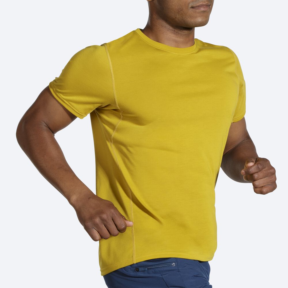 Brooks Distance Short Sleeve Erkek Tişört Altın | TR-401956