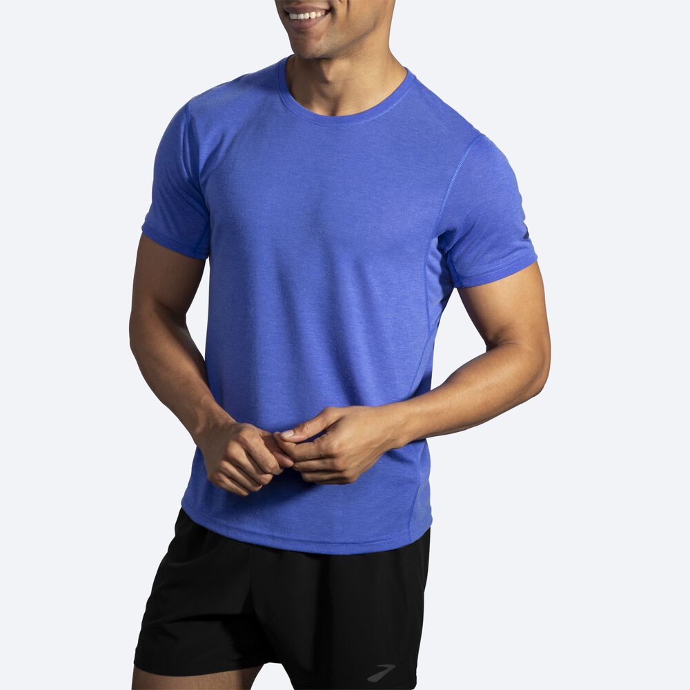 Brooks Distance Short Sleeve Erkek Tişört Mavi | TR-746981