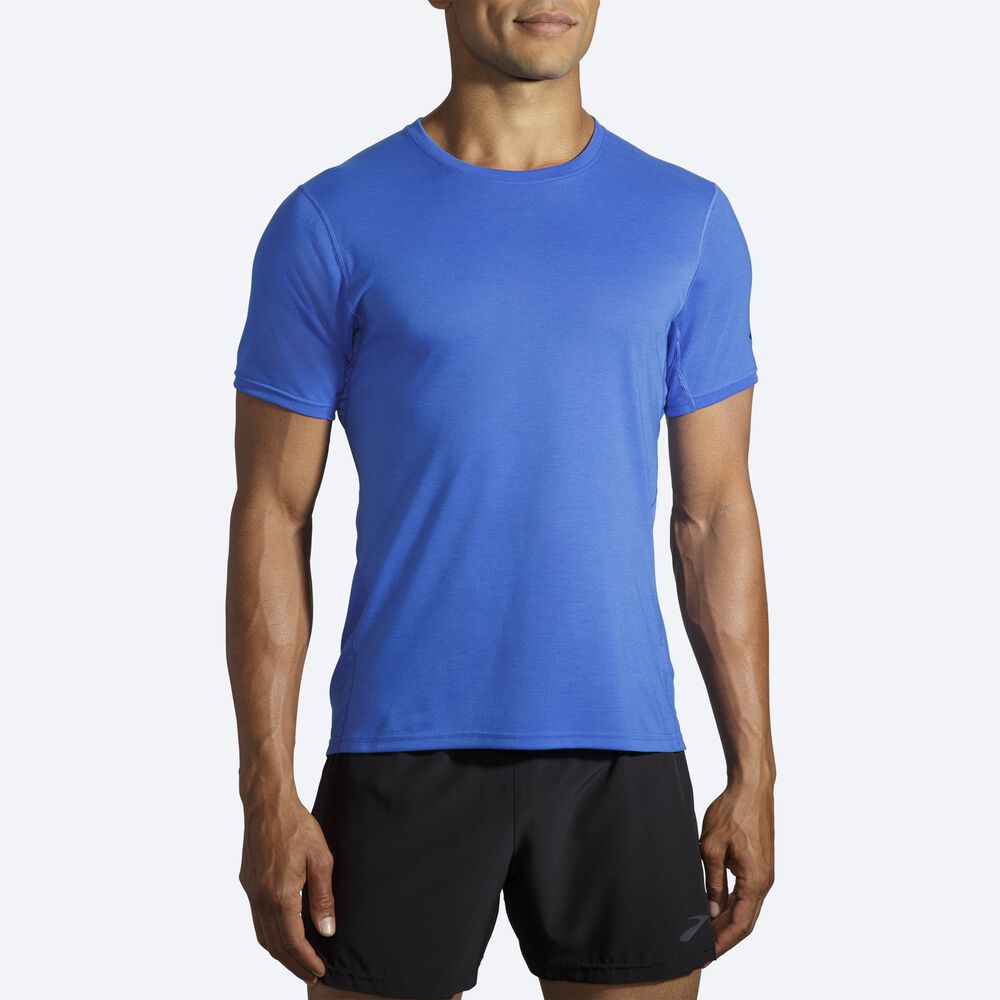 Brooks Distance Short Sleeve Erkek Tişört Mavi | TR-954603