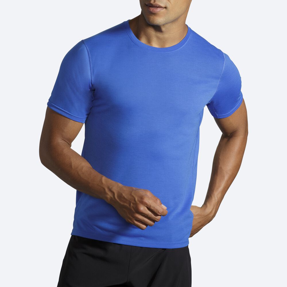 Brooks Distance Short Sleeve Erkek Tişört Mavi | TR-954603