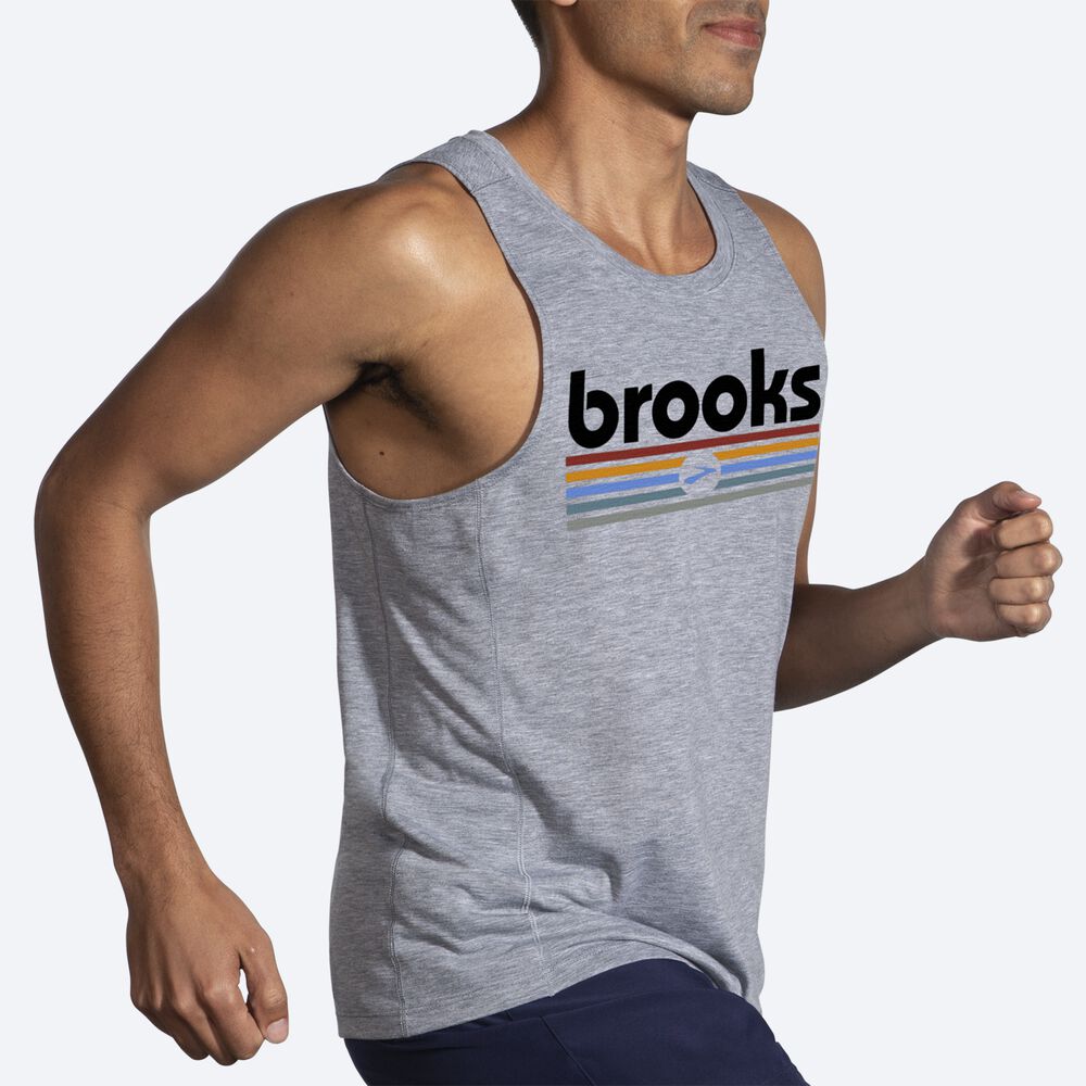 Brooks Distance Tank 2.0 Erkek Atlet Gri/Çizgili | TR-972480