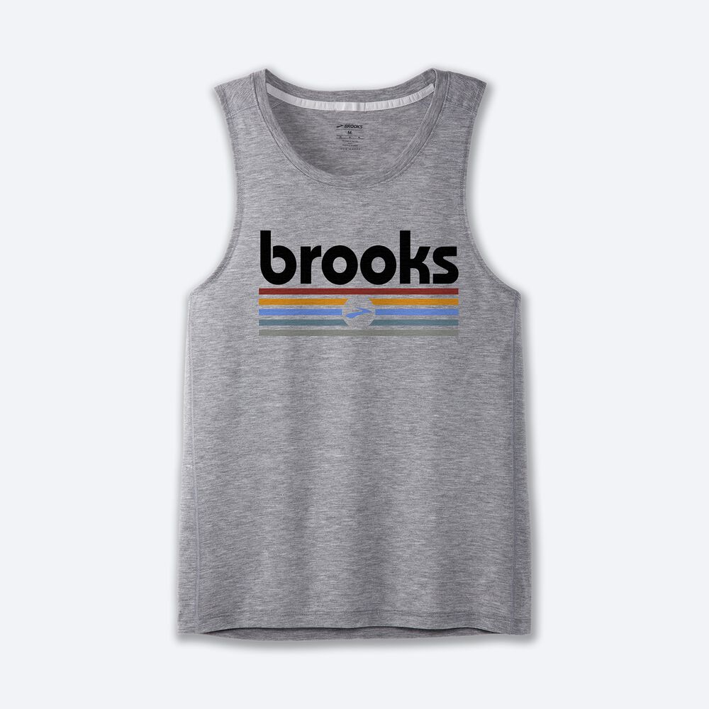 Brooks Distance Tank 2.0 Erkek Atlet Gri/Çizgili | TR-972480