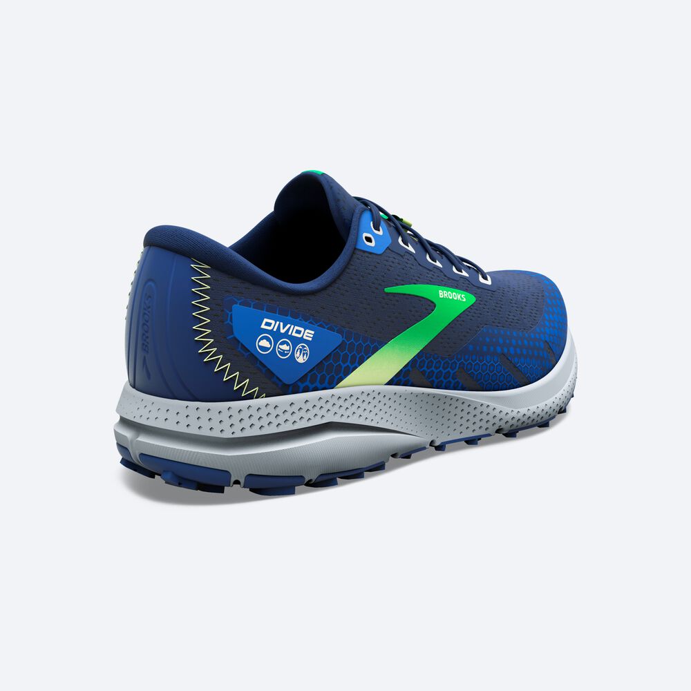 Brooks Divide 3 Erkek Trail Koşu Ayakkabısı Mavi/Yeşil/Gri | TR-160529