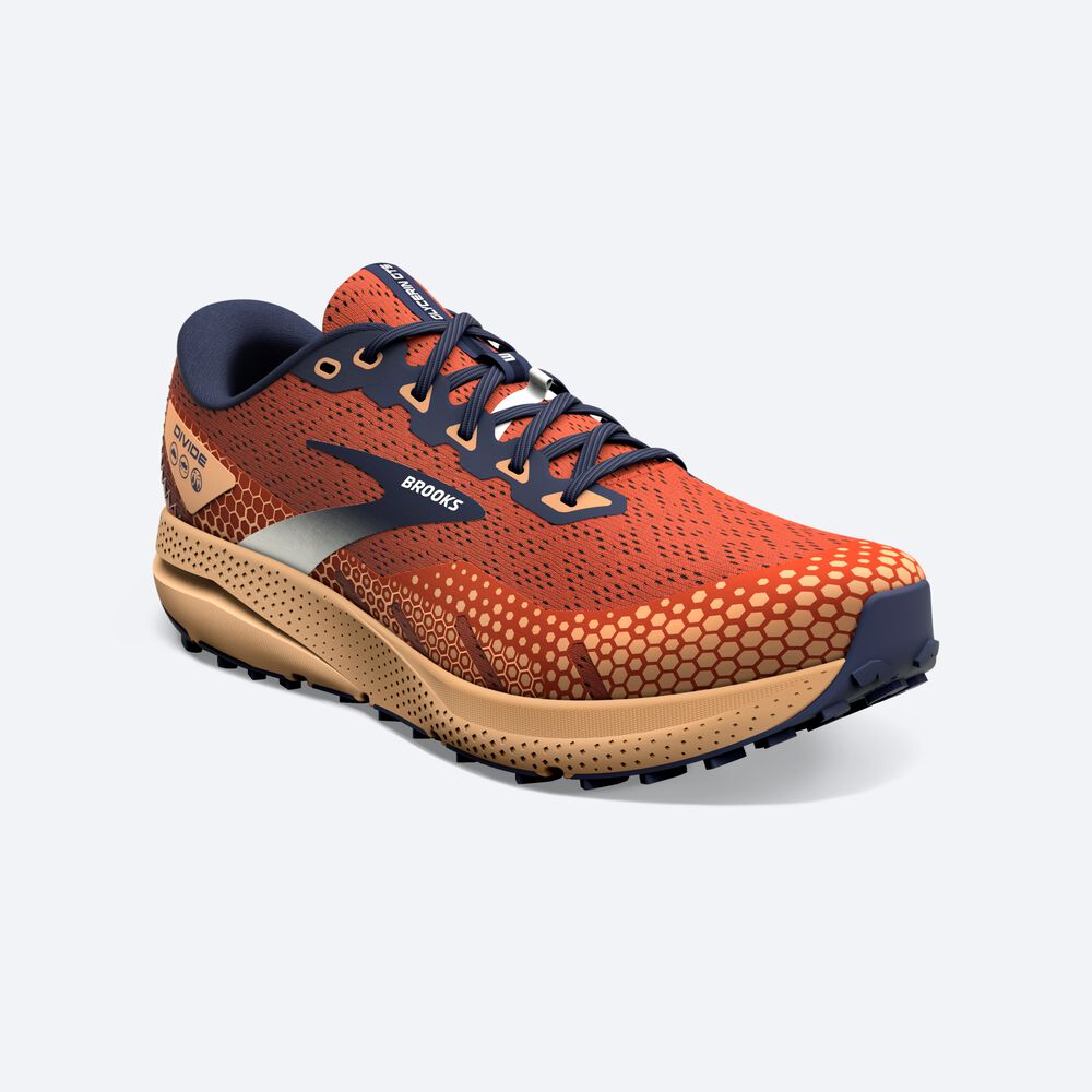 Brooks Divide 3 Erkek Trail Koşu Ayakkabısı Turuncu/Lacivert | TR-584276