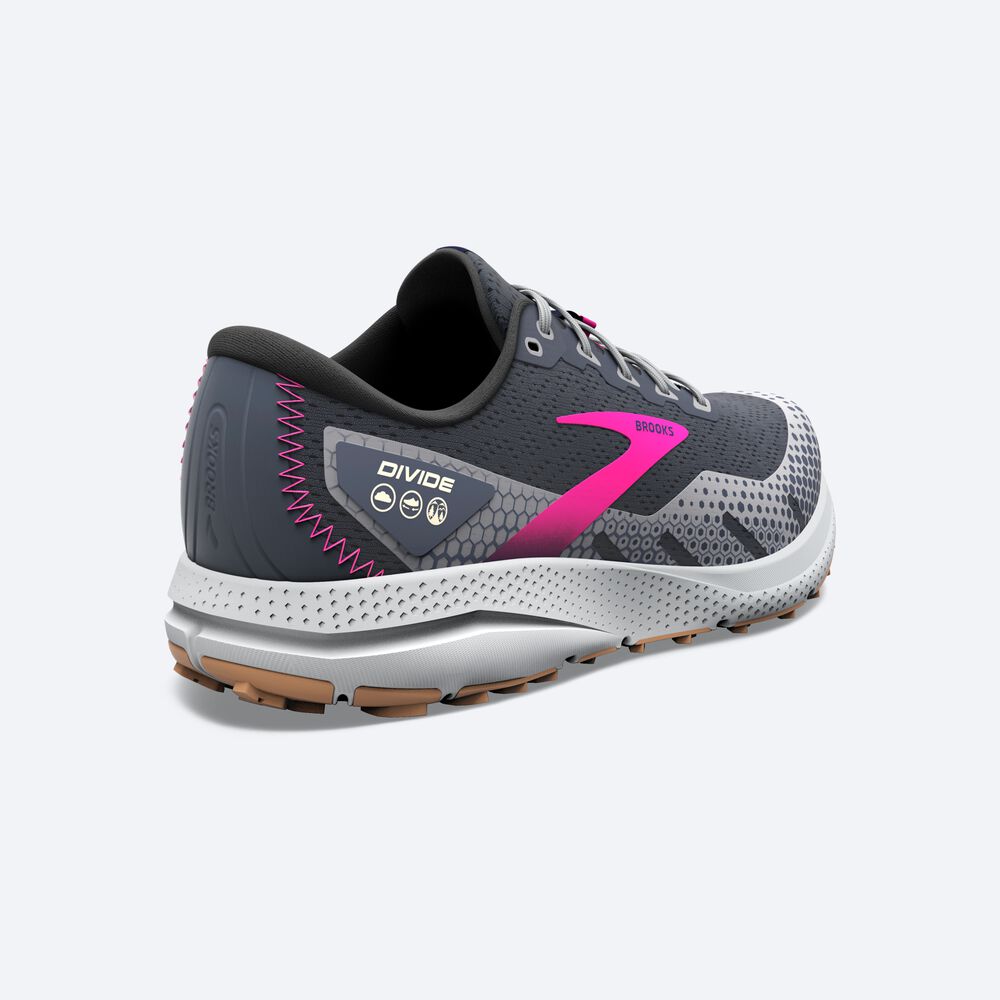 Brooks Divide 3 Kadın Trail Koşu Ayakkabısı Gri/Pembe | TR-019648