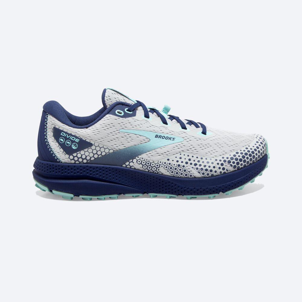 Brooks Divide 3 Kadın Trail Koşu Ayakkabısı Gri/Mavi | TR-746201