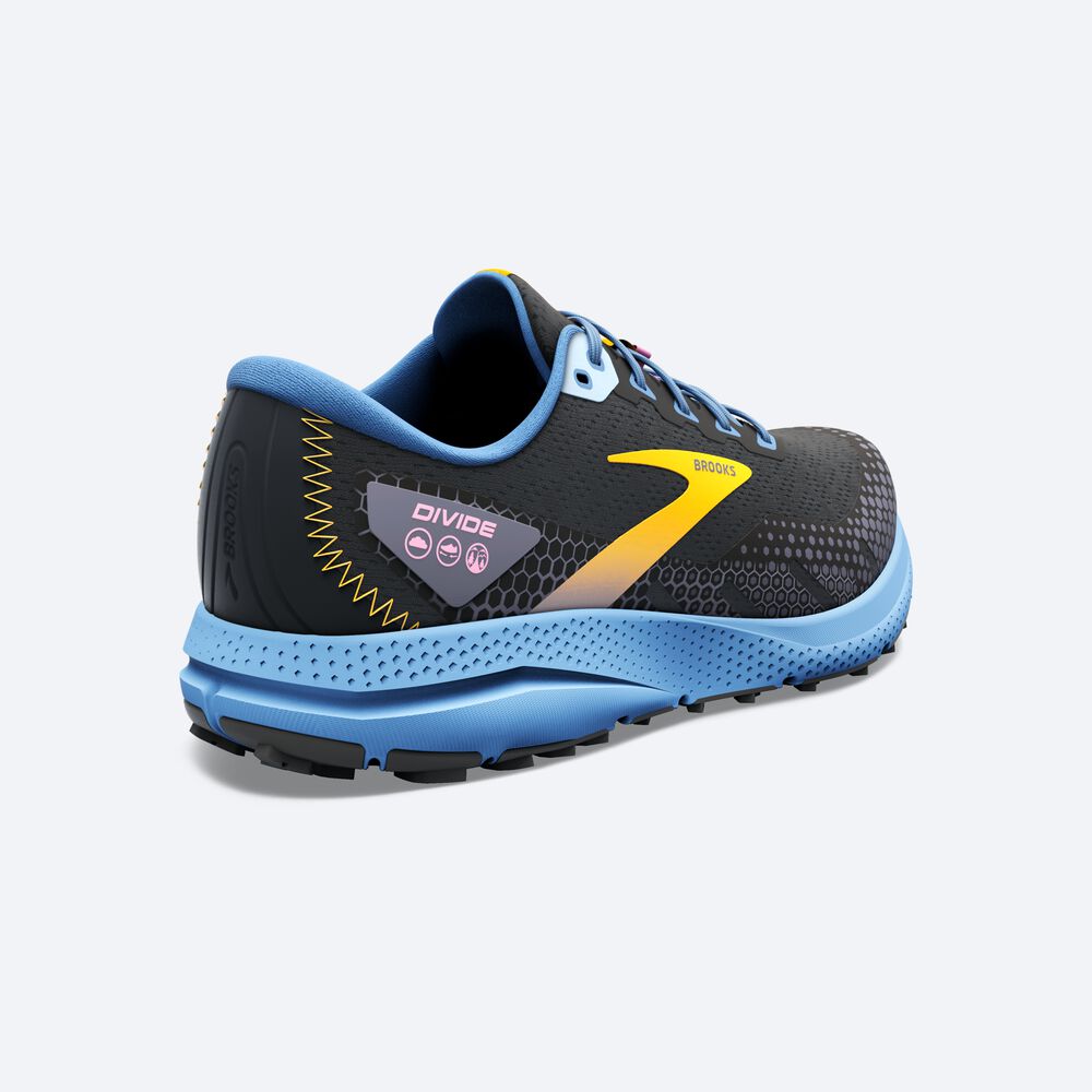 Brooks Divide 3 Kadın Trail Koşu Ayakkabısı Siyah/Mavi/Sarı | TR-792158