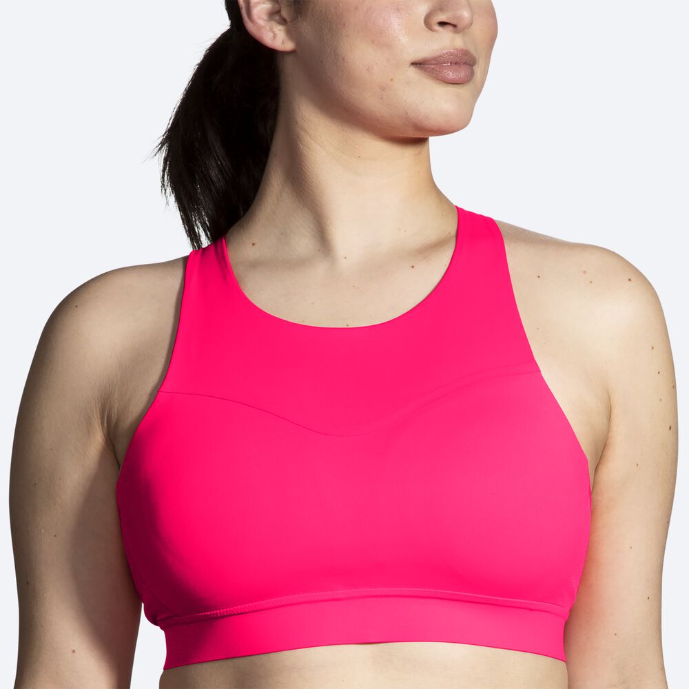 Brooks Drive 3 Pocket Run Bra Kadın Spor Sütyeni Pembe | TR-410358