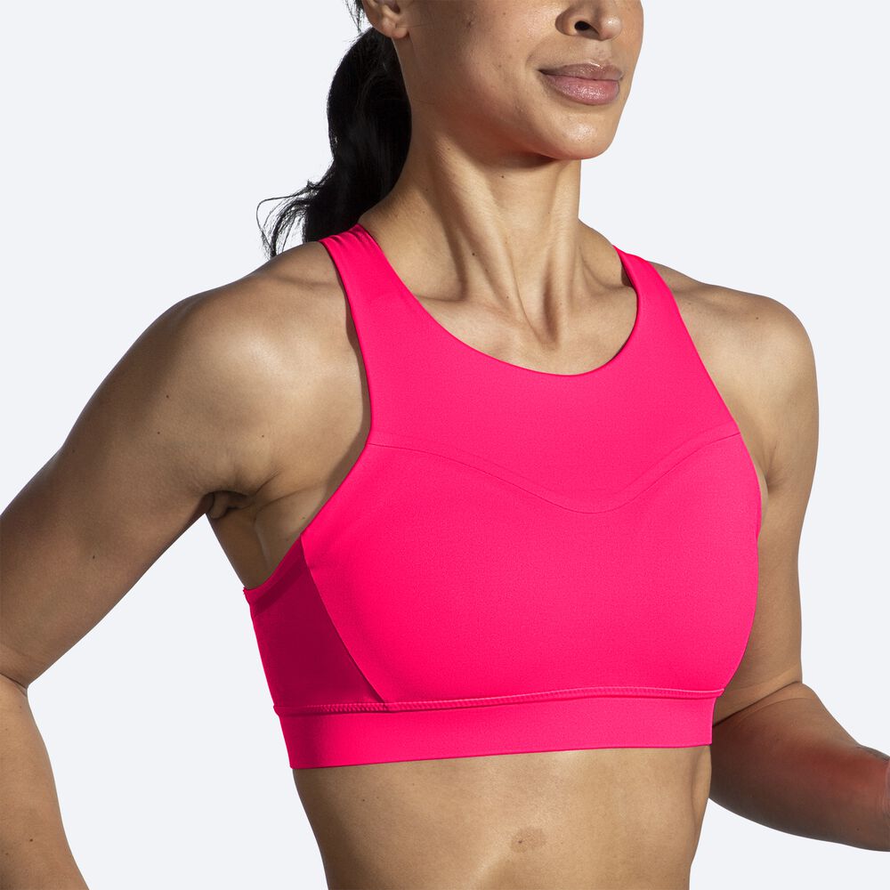 Brooks Drive 3 Pocket Run Bra Kadın Spor Sütyeni Pembe | TR-410358