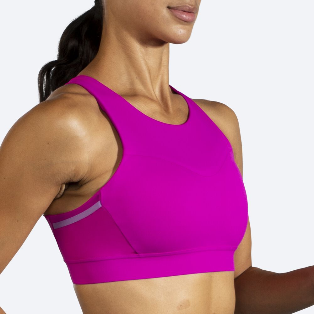 Brooks Drive 3 Pocket Run Bra Kadın Spor Sütyeni Pembe | TR-593714