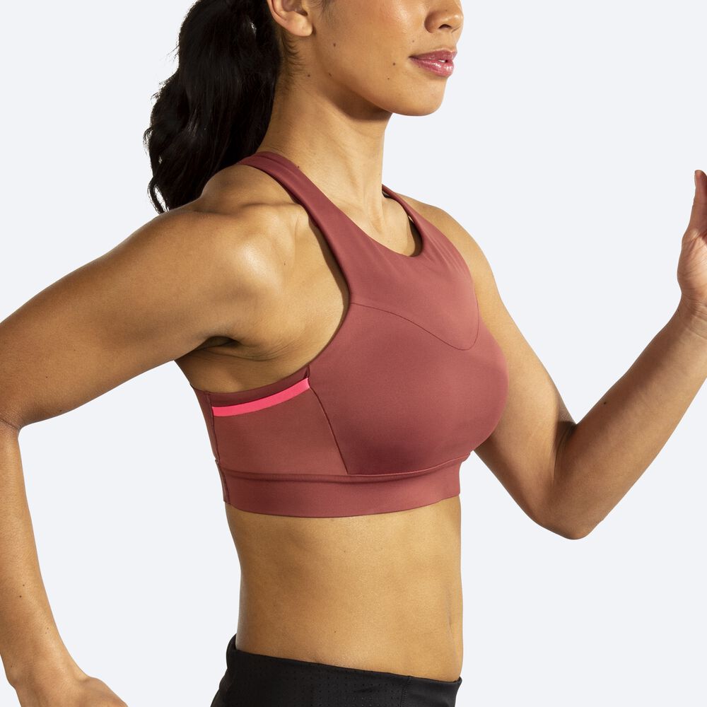 Brooks Drive 3 Pocket Run Bra Kadın Spor Sütyeni / Pembe | TR-671258