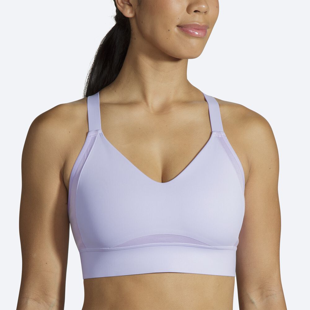 Brooks Drive Interlace Run Bra Kadın Spor Sütyeni Mor Gri | TR-091253