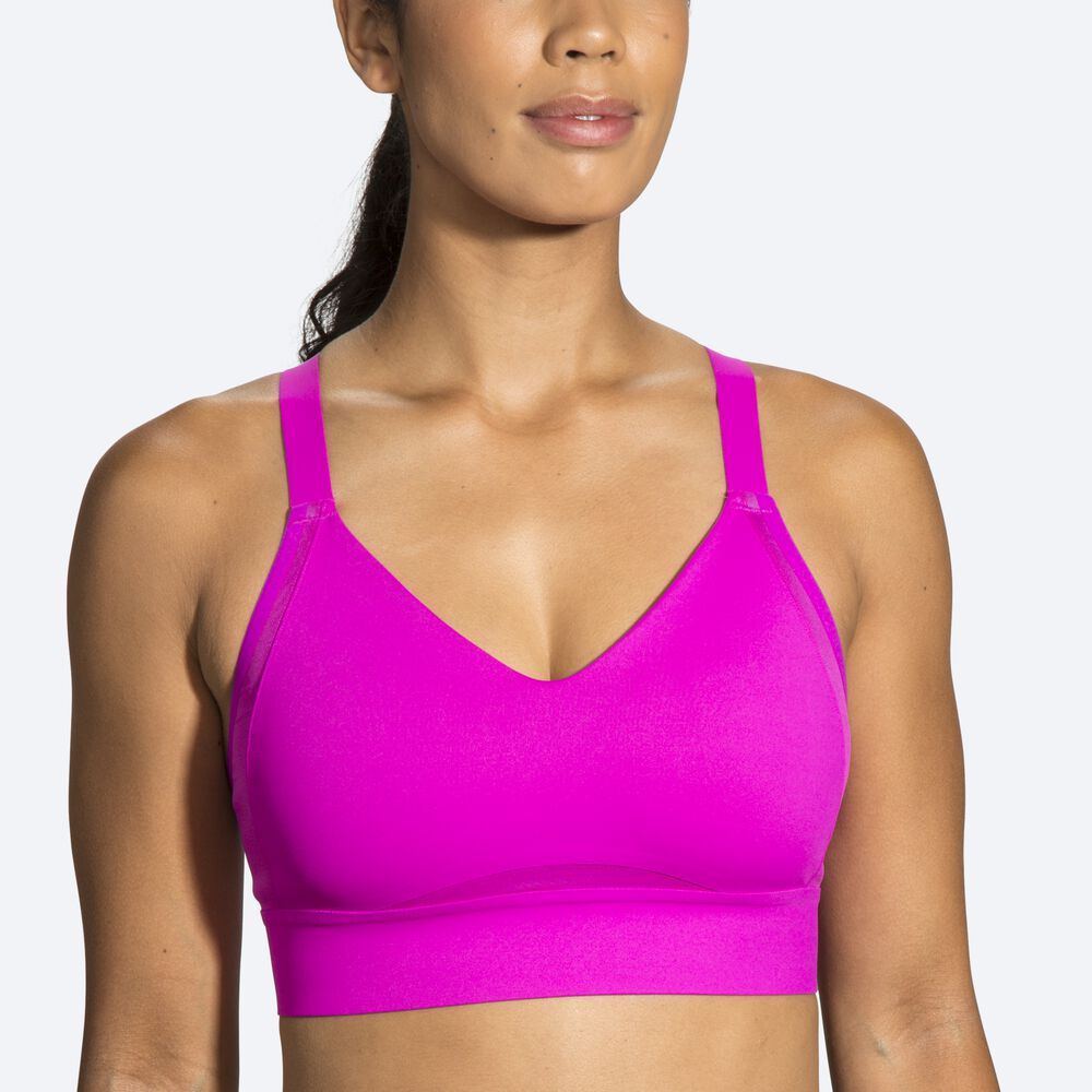 Brooks Drive Interlace Run Bra Kadın Spor Sütyeni Pembe/Mor | TR-517896