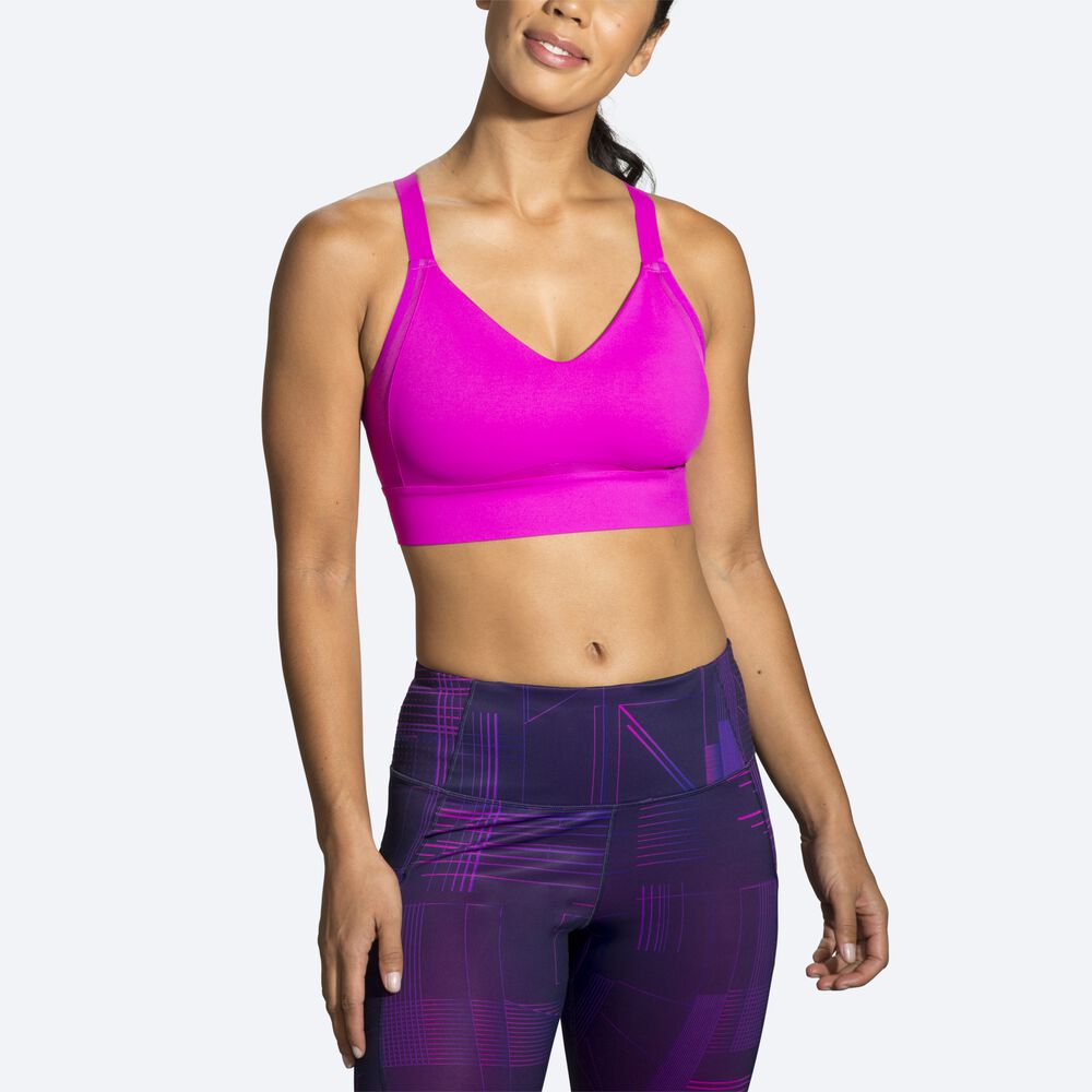 Brooks Drive Interlace Run Bra Kadın Spor Sütyeni Pembe/Mor | TR-517896