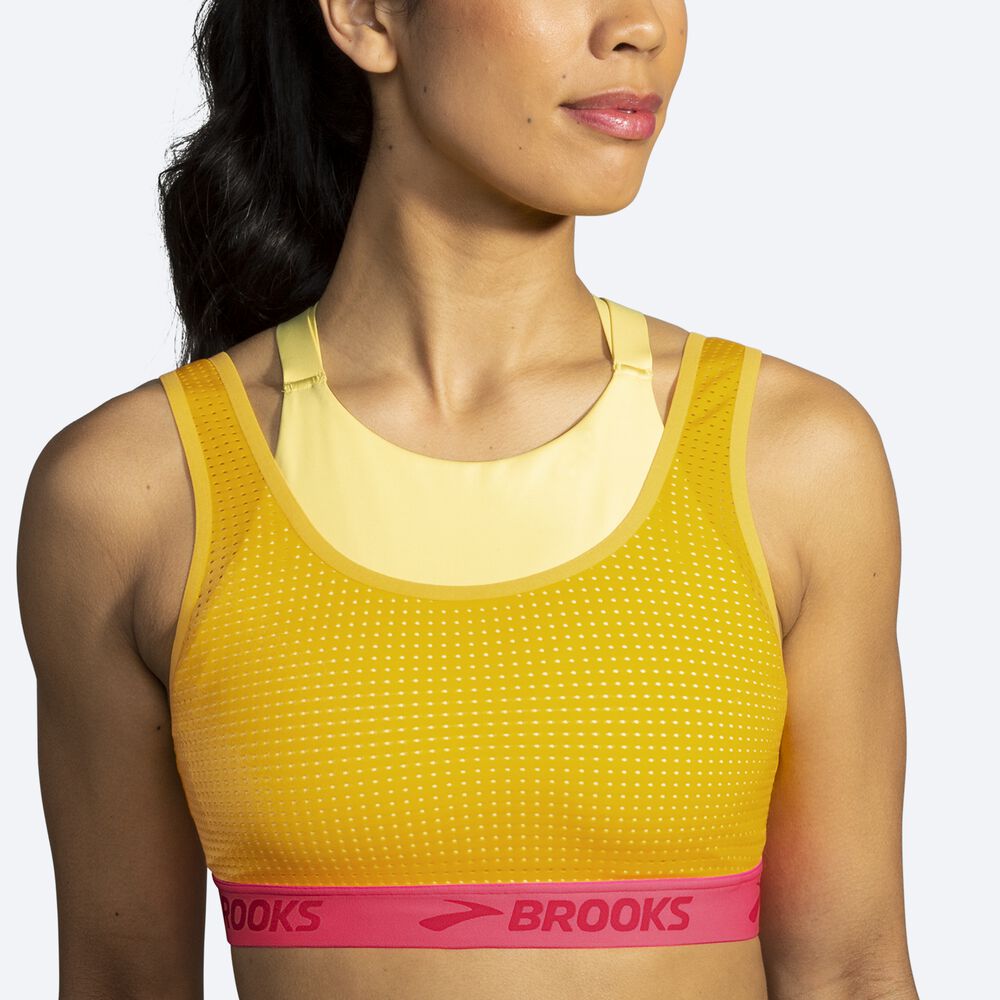 Brooks Drive Mesh Run Bra Kadın Spor Sütyeni Kahverengi/Turuncu | TR-748612