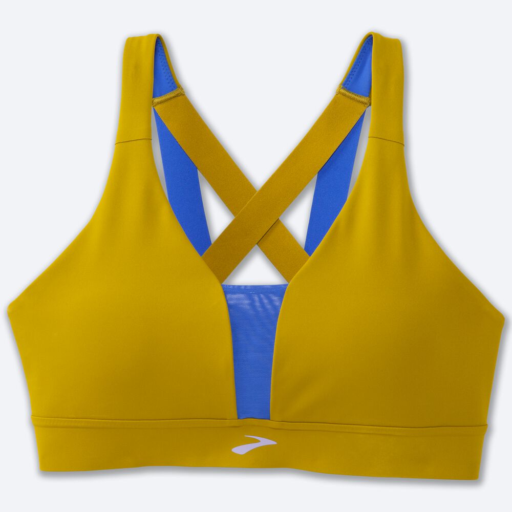 Brooks Drive Plunge Run Bra Kadın Spor Sütyeni Altın/Mavi | TR-268395