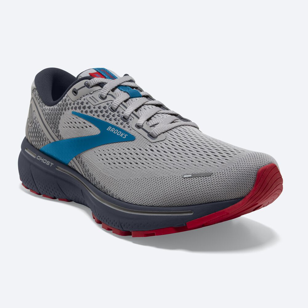 Brooks Ghost 14 Erkek Koşu Ayakkabısı Gri/Mavi/Kırmızı | TR-057213