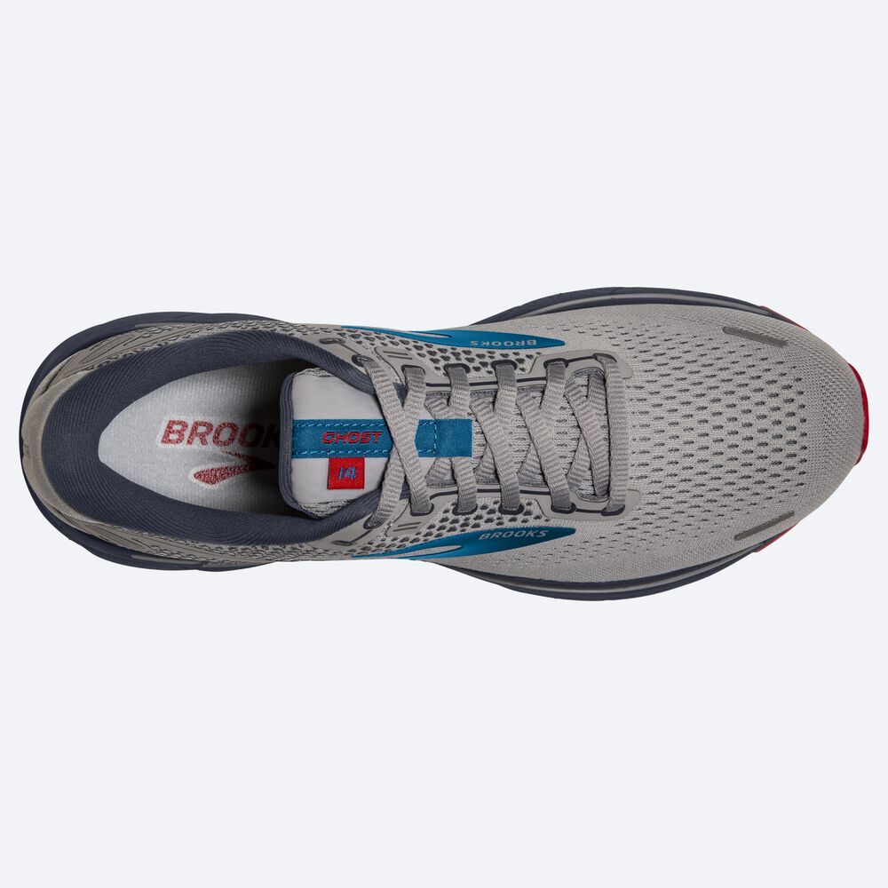 Brooks Ghost 14 Erkek Koşu Ayakkabısı Gri/Mavi/Kırmızı | TR-057213