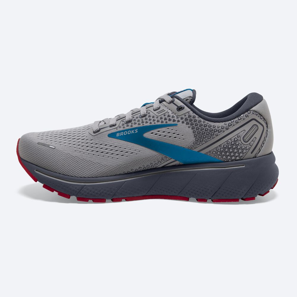 Brooks Ghost 14 Erkek Koşu Ayakkabısı Gri/Mavi/Kırmızı | TR-057213