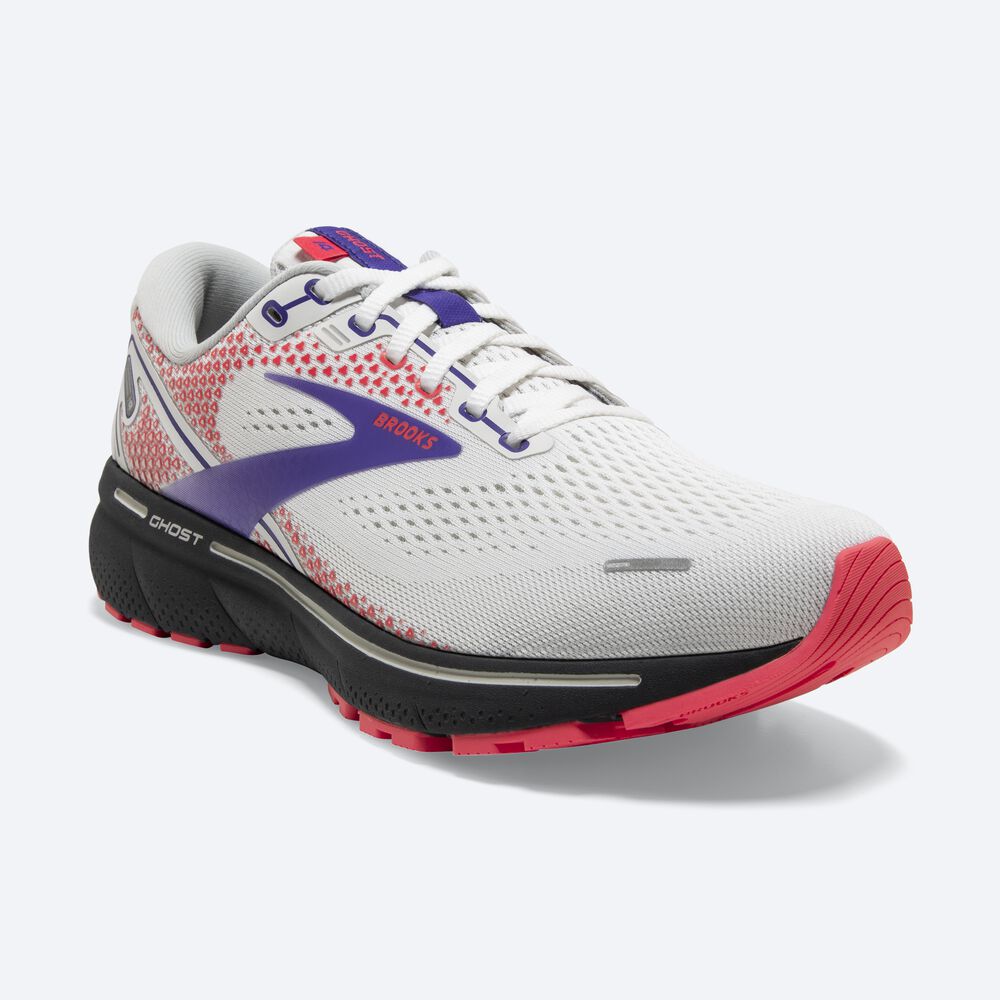 Brooks Ghost 14 Kadın Koşu Ayakkabısı Beyaz/Mor/Mercan | TR-923615