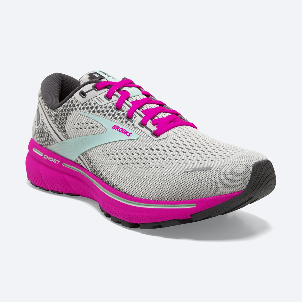 Brooks Ghost 14 Kadın Koşu Ayakkabısı Gri/Yeşil/Pembe | TR-731052