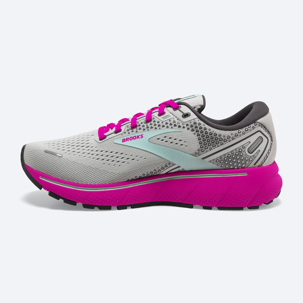 Brooks Ghost 14 Kadın Koşu Ayakkabısı Gri/Yeşil/Pembe | TR-731052