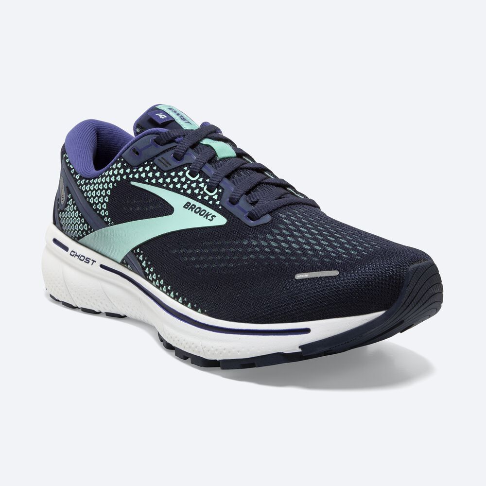 Brooks Ghost 14 Kadın Koşu Ayakkabısı Lacivert/Yeşil/Lacivert | TR-120936