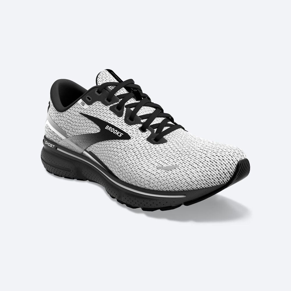 Brooks Ghost 15 Erkek Koşu Ayakkabısı Beyaz/Siyah | TR-715024