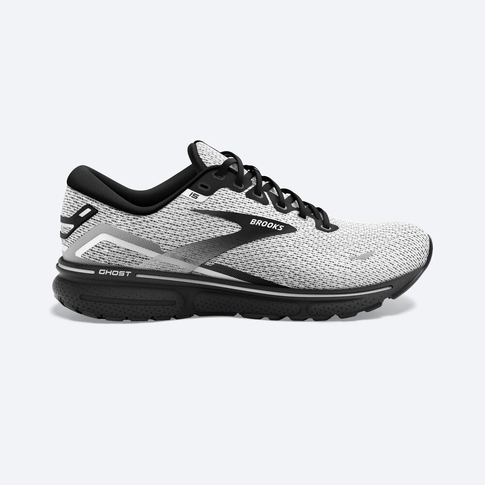 Brooks Ghost 15 Erkek Koşu Ayakkabısı Beyaz/Siyah | TR-715024