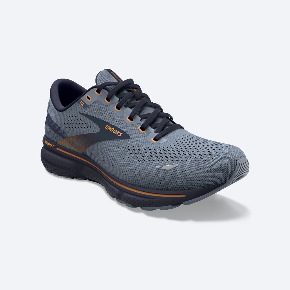 Brooks Ghost 15 Erkek Koşu Ayakkabısı Gri/Lacivert | TR-062974